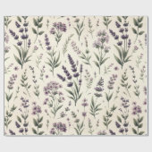 ラベンダーオンクリームヴィンテージラッピング紙転が ラッピングペーパー (フラット)