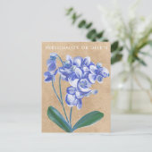 ラベンダーオーキッドウォーターカラーアートパーソナライズされたフローラ ポストカード (スタンド正面)