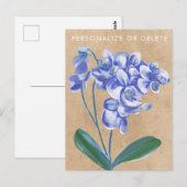 ラベンダーオーキッドウォーターカラーアートパーソナライズされたフローラ ポストカード (正面/裏面)