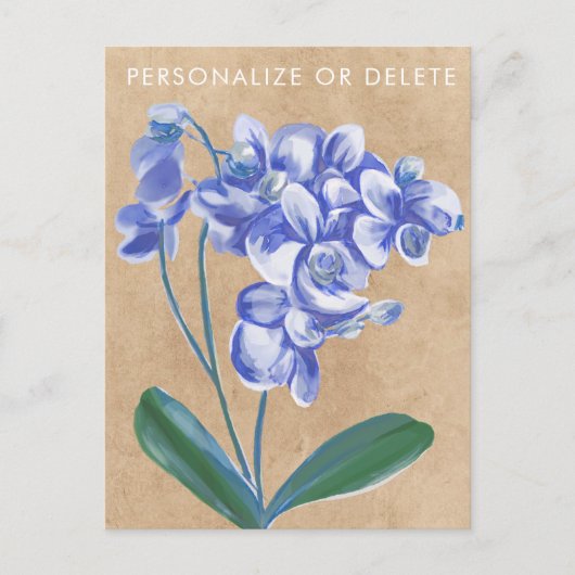 ラベンダーオーキッドウォーターカラーアートパーソナライズされたフローラ ポストカード (正面)