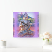 ラベンダーオーラ スクエア壁時計 (ホーム)