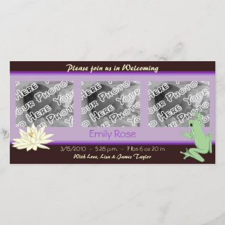 ラベンダーカエルとハスの誕生のお知らせ 案内状