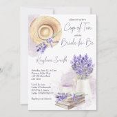 ラベンダーカップのお茶、お茶パーティーブライダルシャワー 招待状 (正面)