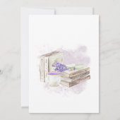 ラベンダーカップのお茶、ロマンチックな茶のパーティー誕生日 招待状 (裏面)