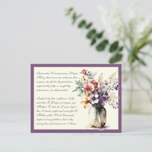 ラベンダーカトリック祈りの言葉メアリヴァージン ポストカード (スタンド正面)