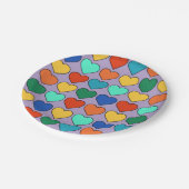 ラベンダーカラフルの可愛いハート柄 ペーパープレート (アングル)