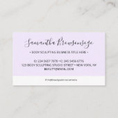 ラベンダーカラーの清潔感のあるシンプルなデザイン（長方形フレーム） 名刺 (裏面)