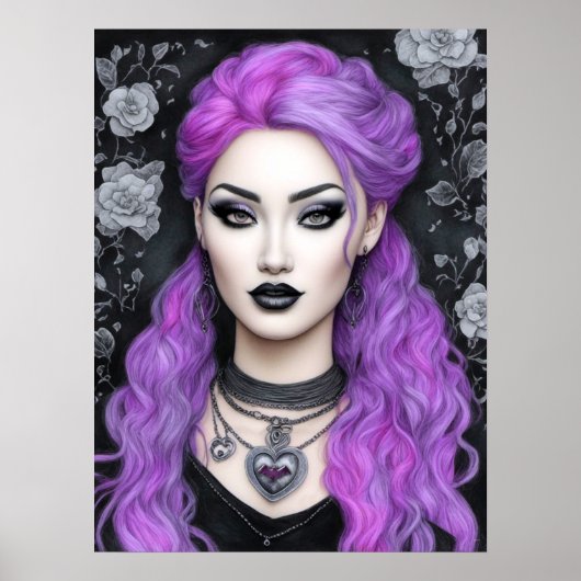 ラベンダーカラーペンシルファンタジーファインアート ポスター (正面)