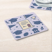 ラベンダーカレッジシンボルコースターセット スクエアペーパーコースター (アングル)
