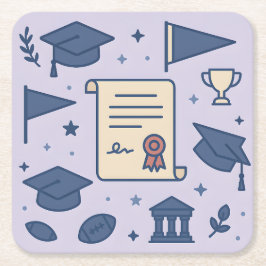 ラベンダーカレッジシンボルコースターセット スクエアペーパーコースター