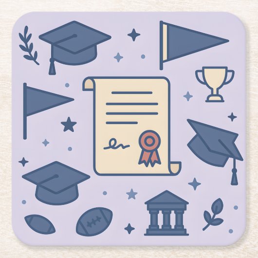 ラベンダーカレッジシンボルコースターセット スクエアペーパーコースター (正面)