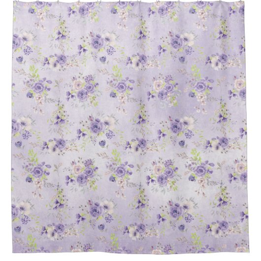 ラベンダーカントリーサイドバラ シャワーカーテン (正面)