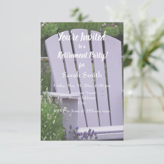 ラベンダーガーデンチェア写真リタイアメントパーティー 招待状 (スタンド正面)