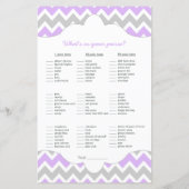 ラベンダーガールビンゴ財布赤ちゃんシャワー2ゲームセット (裏面)