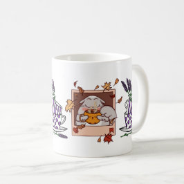 ラベンダーキャットコーヒードリンクのポスター – 魅力的 Feline コーヒーマグカップ