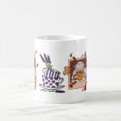 ラベンダーキャットコーヒードリンクのポスター – 魅力的 Feline コーヒーマグカップ (中央)