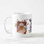ラベンダーキャットコーヒードリンクのポスター – 魅力的 Feline コーヒーマグカップ (左)