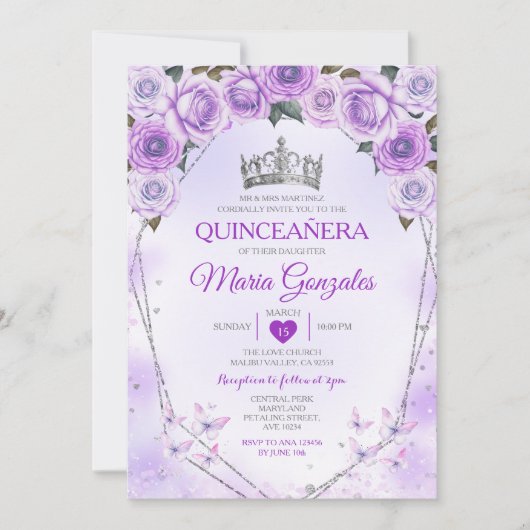 ラベンダーキンセアニラクラウン15アノスバタフライ 招待状 (正面)