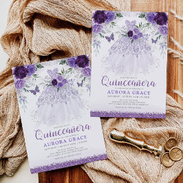 ラベンダーキンセアニラプリンセスドレス蝶 招待状