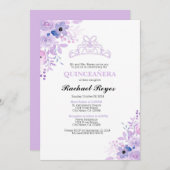 ラベンダーキンセアニラ誕生日招待状テンプレート 招待状 (正面/裏面)