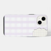 ラベンダーギンガムの美しいiPhone 16ケース iPhoneケース (裏面横)