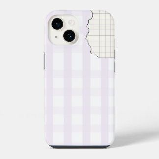 ラベンダーギンガムの美しいiPhone 16ケース iPhone 14ケース