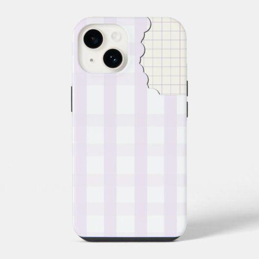 ラベンダーギンガムの美しいiPhone 16ケース iPhoneケース (裏面)