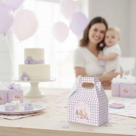ラベンダーギンガムチェックの1歳の誕生日 フェイバーボックス