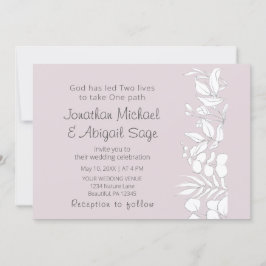 ラベンダークリスチャン結婚ズの白ユーカリ 招待状