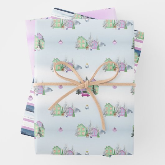 ラベンダークリスマスビレッジ ラッピングペーパーシート (インサイチュ)