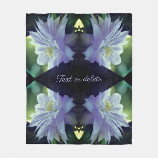 ラベンダークレマチスフラワーパーソナライズされた抽象芸術 フリースブランケット (正面)