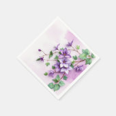ラベンダークレマティスつる植物水彩 スタンダードカクテルナプキン (角)