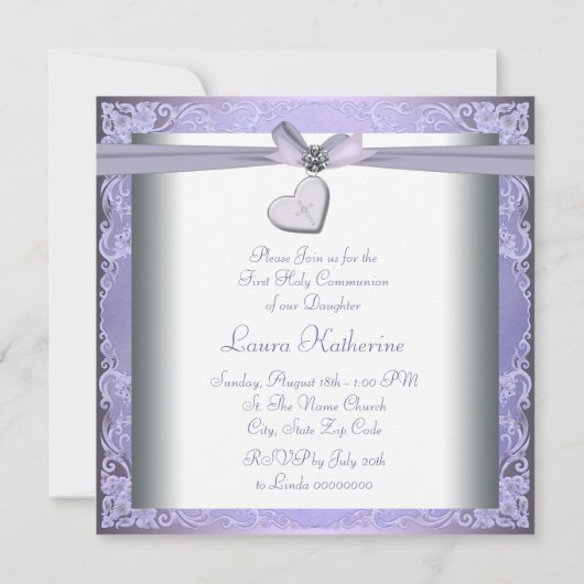 ラベンダークロスガールズパープルファーストコミューン 招待状 (裏面)