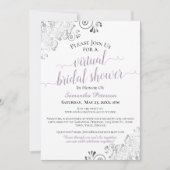 ラベンダーグエレガントレーホワイト仮想ブライダルシャワー 招待状 (正面)