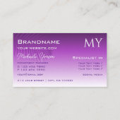 ラベンダーグラディエント椰子の葉とモノグラムスタイリッシュ 名刺 (裏面)