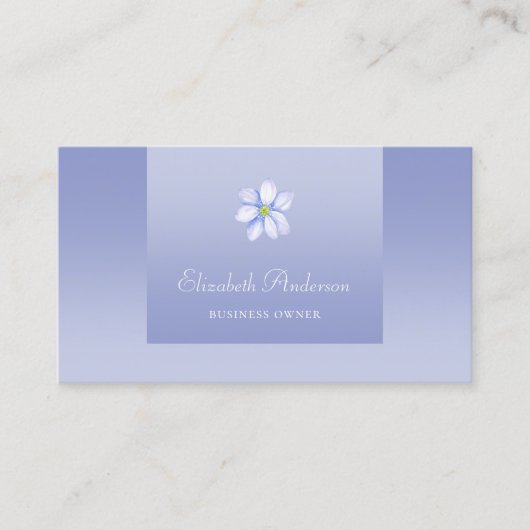 ラベンダーグラデエレガントィエントパープルフローラロゴ 名刺 (正面)
