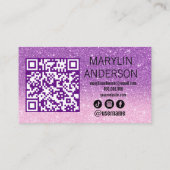 ラベンダーグラデーショングリッターラッシュテクニシャンQRコード 名刺 (裏面)