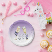 ラベンダーグラデーションティール(緑がかった色)シャンパントースト21歳の誕生日 ペーパープレート (パーティー)