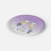 ラベンダーグラデーションティール(緑がかった色)シャンパントースト21歳の誕生日 ペーパープレート (アングル)