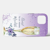 ラベンダーグラデーションティール(緑がかった色)シャンパントースト21歳の誕生日 Case-Mate iPhoneケース (裏面 (横))