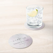 ラベンダーグラデーション紫色の銀箔フロストモノグラム ラウンドペーパーコースター (インサイチュ)