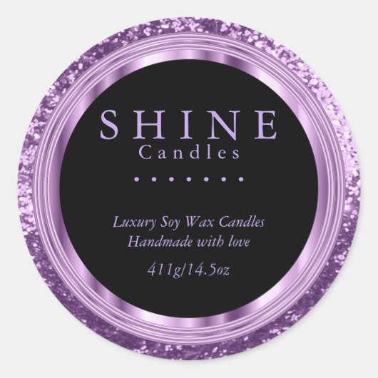 ラベンダーグリッターと黒ラベル ラウンドシール (正面)