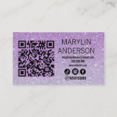 ラベンダーグリッターグラデーションラッシュテックQRコードスキャン可能 名刺 (裏面)