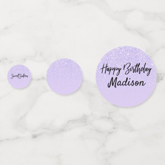 ラベンダーグリッタースウィート16フォトスパークル紙吹雪 コンフェッティ (裏面)