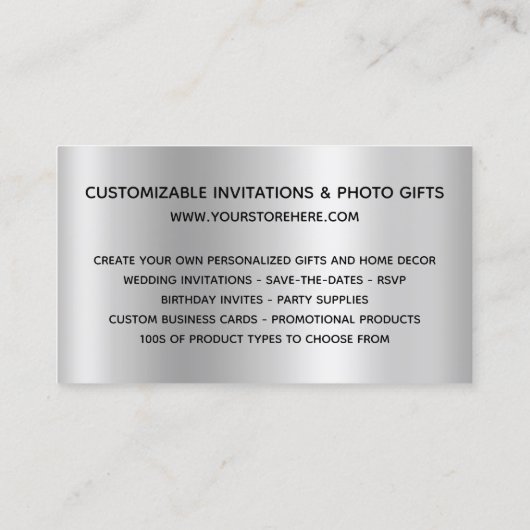 ラベンダーグリッタードリップスシルバーグラデーションオンラインストア 名刺 (裏面)