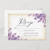 ラベンダーグリッターヌエストラボダウェデスペインのィングRSVP 招待状 (正面/裏面)