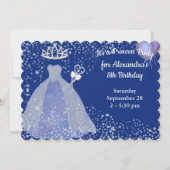 ラベンダーグリッタープリンセス誕生日招待状 招待状 (正面)