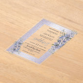 ラベンダーグリッターワイルドフラワー結婚ズフローラ アクリル招待状 (レイダウン)