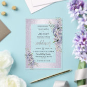 ラベンダーグリッターワイルドフラワー結婚ズフローラ アクリル招待状 (インサイチュ (ウェディング))