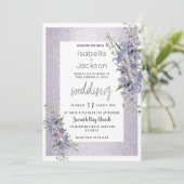 ラベンダーグリッターワイルドフラワー結婚ズフローラ 招待状 (スタンド正面)